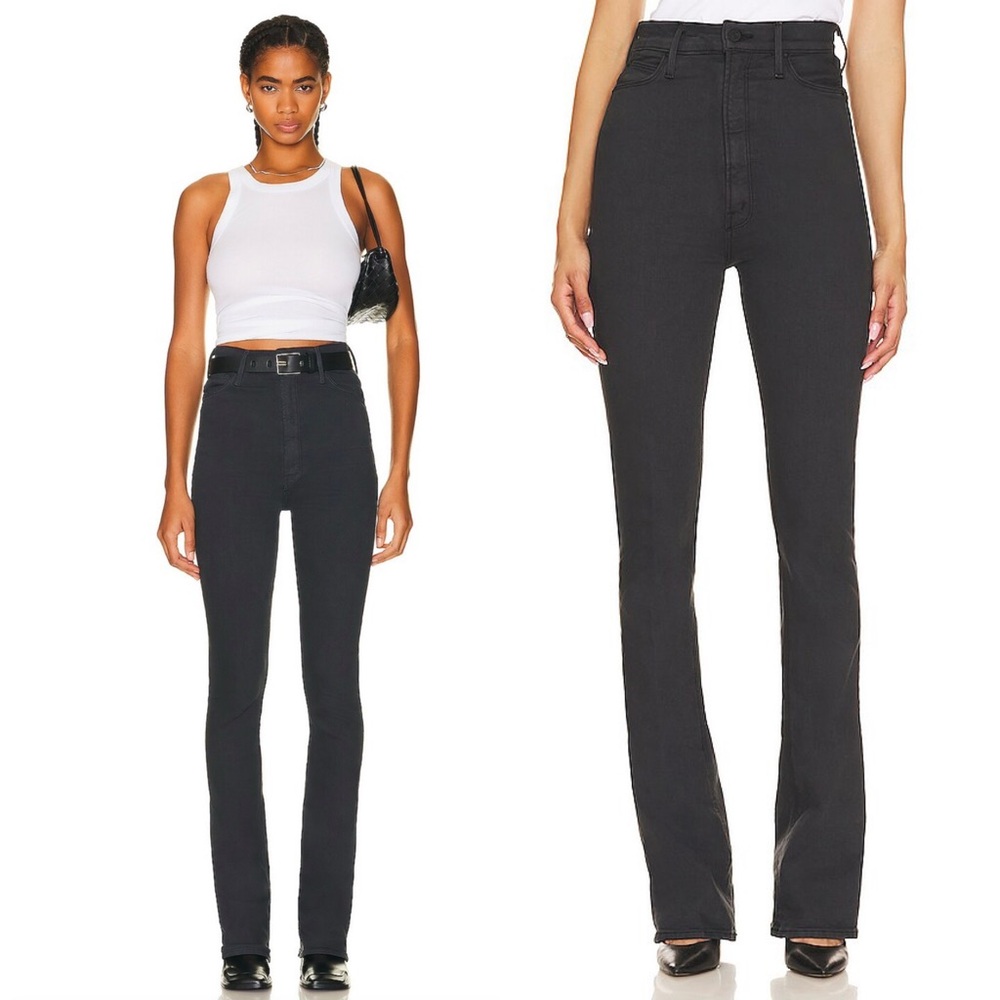 NWT Mother The Tippy Top Runaway Heel Jeans in Faded Black sz 24
